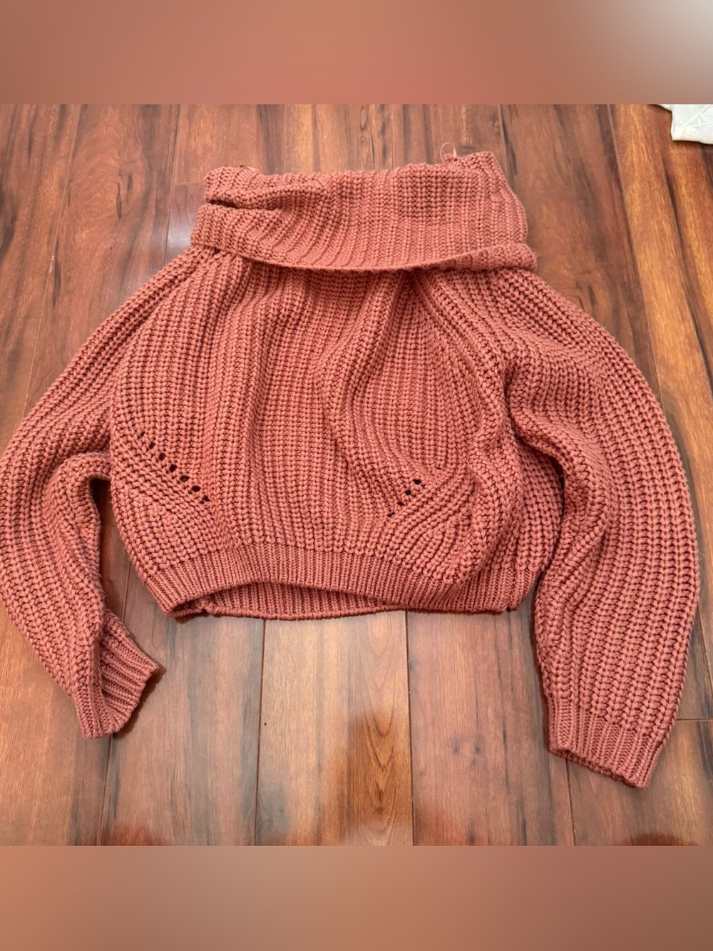 moon & madison Rusty Rose Cowl-Neck Chunky Knit Sweater